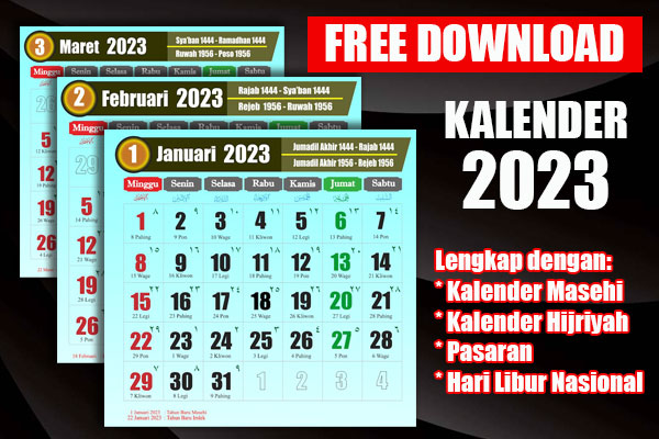 Download Kalender 2023 PDF, lengkap Dengan Daftar Hari Libur Nasional